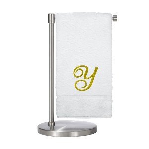 BC BARE COTTON Monogrammed Bath Towel, Personalized Gift, 27 x 54 inches - Set of 2 - White - Gold Script - 1 of 1