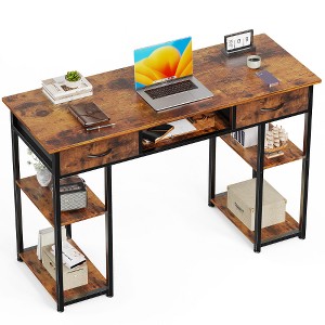 Lyngins 32" Small Desk with Drawer, Storage Office Desk with Side Bag & Headphone Hook, Wooden Computer Desk for Study/Craft Station - 1 of 4