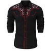 Men's Western Cowboy Shirts Casual Embroidered Long Sleeve Button Down Shirt - 2 of 4