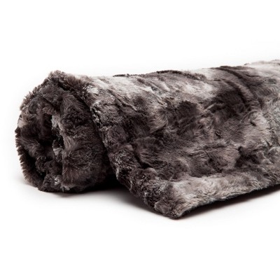 Gray Faux Fur Sherpa Reversible Twin Throw Blanket