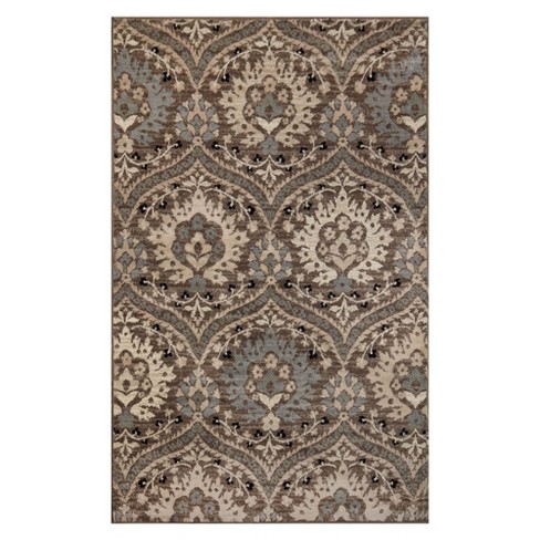 Vintage Floral Damask Indoor Area Rug, 6'x9', Light Blue - Blue Nile ...