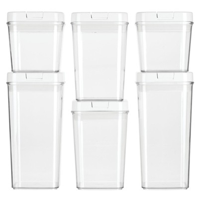 mDesign Airtight Food Storage Container with Lid for Kitchen, Set of 6 - Clear