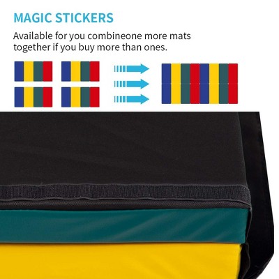 Multicolor 4'x8'x2" Thick PU Leather Foldable Gymnastics Mat