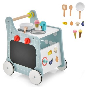 Infans 6-in-1 Baby Push Walker Wooden Strollers Learning Activity Center Toy w/ Kitchen - 1 of 4