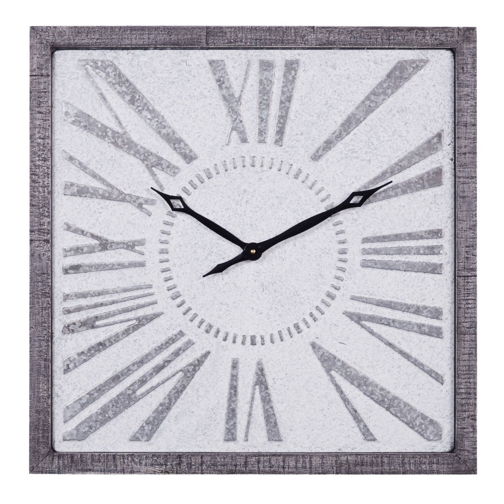 Photos - Wall Clock 25"x25" Metal  Gray - Olivia & May