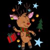 Junior's Design By Humans Christmas Reindeer By Mitalim T-Shirt - 2 of 3