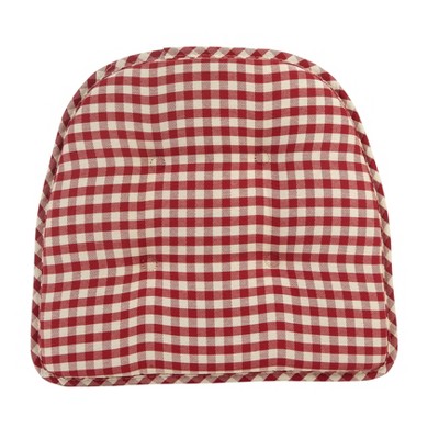 Gripper 15 X 16 Non slip Gingham Tufted Chair Cushions Set Of 2 Red Indoor Kitchen Seat Cushions Polyester Cotton Target