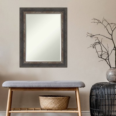 Bronze and Wood Rustic Full Length Rectangular Wall Mirror