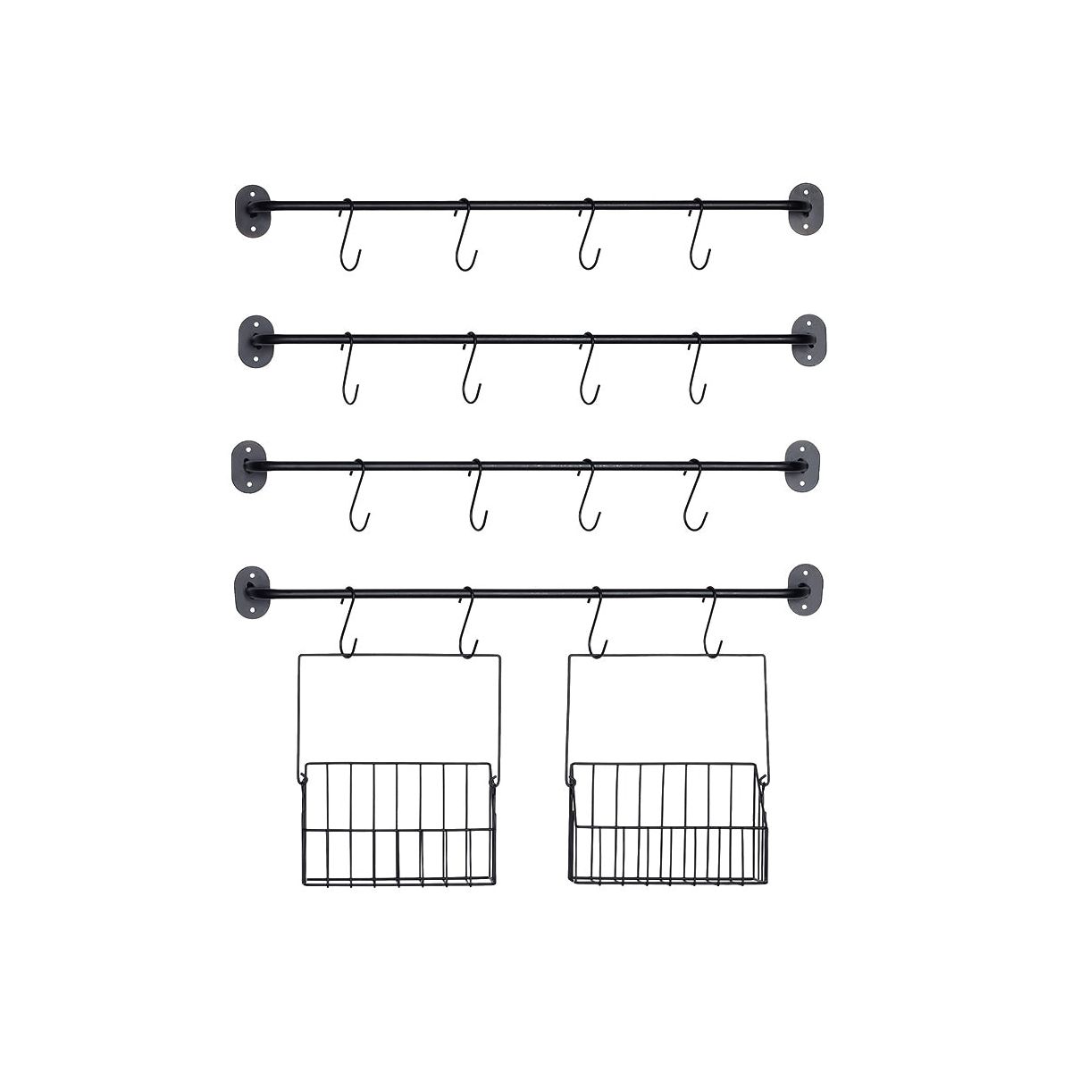 The Lakeside Collection Wall-Mounted 4-Tier Coffee Mug Rack with Baskets - - thumbnail 2