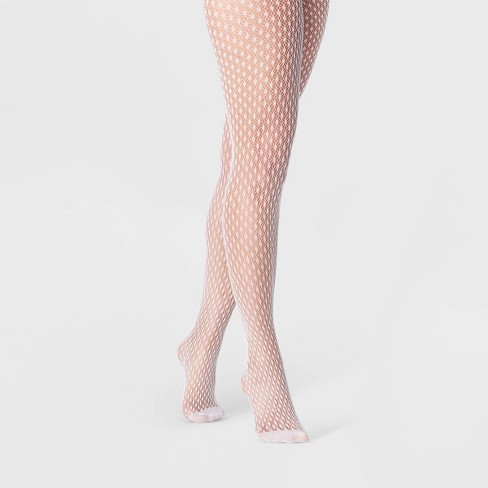 Women's Spring Diamond Net Tights - A New Day™ White : Target