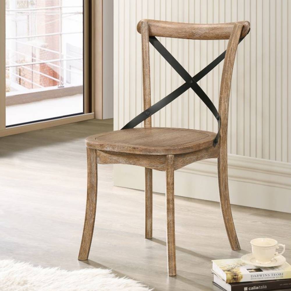 Photos - Chair Set of 2 20" Kendric Dining  Rustic Oak - Acme Furniture Rust