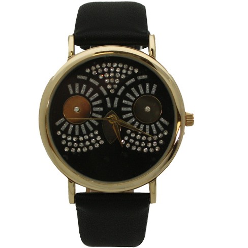 Olivia Pratt Dazzling Owl Face Leather Strap Watch Target