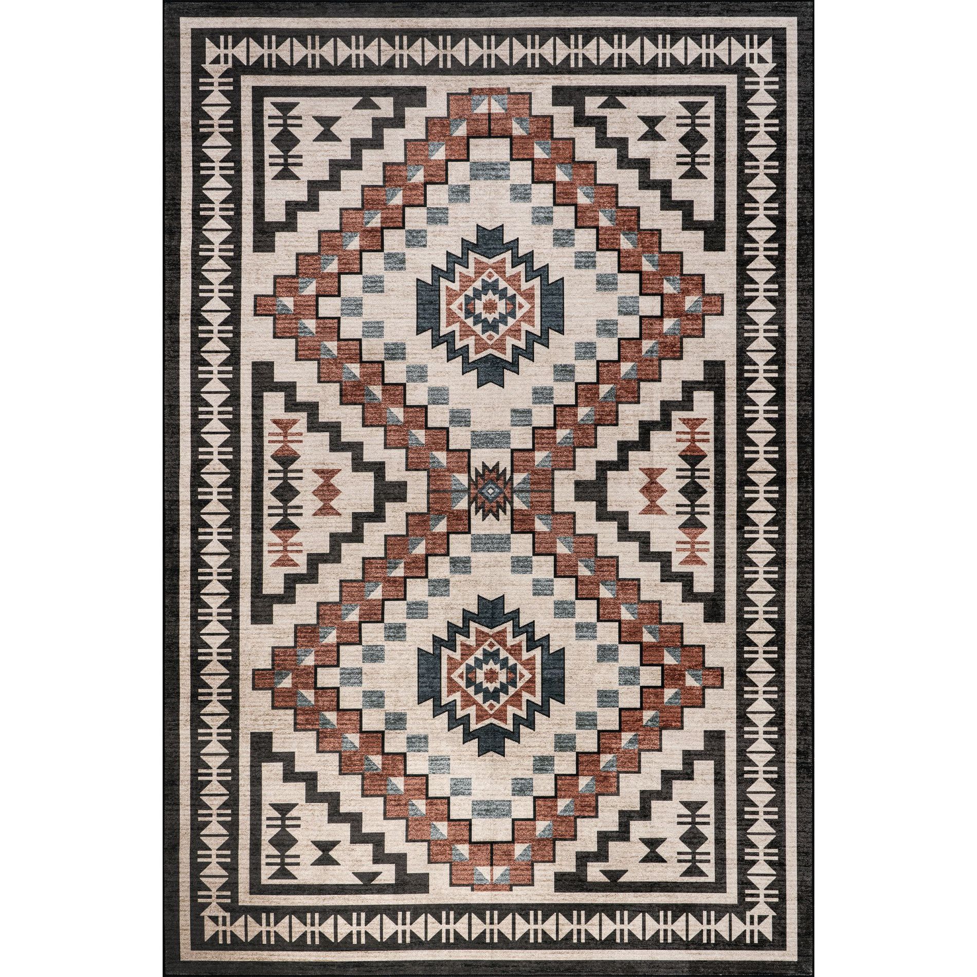 Nuloom Calli Spill Proof Treated Southwestern Pet Friendly Premium Machine Washable Area Rug, Round 6', Beige
