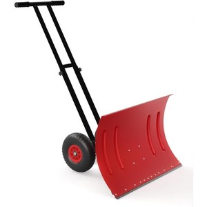 COZONY 30" Wheeled Snow Shovel, Heavy-Duty Carbon Steel Snow Pusher with 5-Position Adjustable Handle, Multi-Angle Blade & 10" Wheels for Driveway - 1 of 4