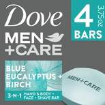Dove Men+Care Blue Eucalyptus + Birch Relaxing Hand & Body + Face + Shave Bar Soap - 3.75oz/8pk
