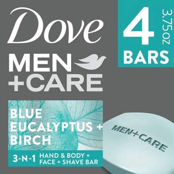 Dove Men+Care Blue Eucalyptus + Birch Relaxing Hand & Body + Face + Shave Bar Soap - 3.75oz/8pk