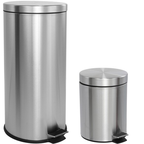 happimess Oscar 8-Gallon Step-Open Trash Can with Free Mini Trash Can Stainless Steel
