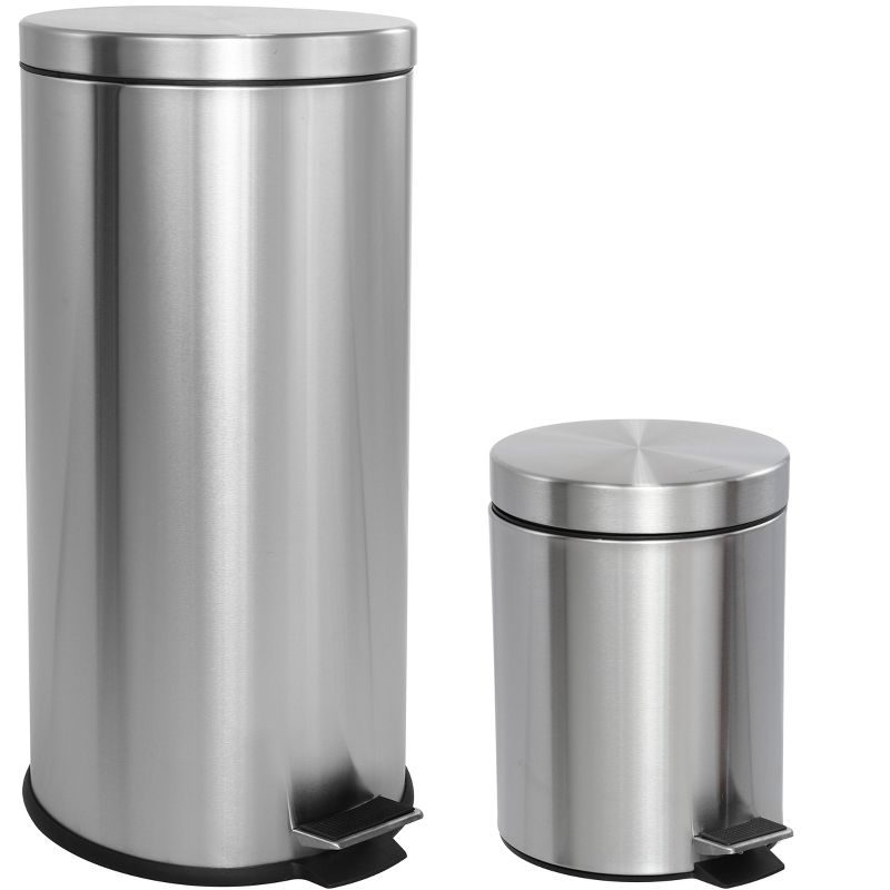 happimess Oscar 8-Gallon Step-Open Trash Can with FREE Mini Trash Can, Stainless Steel, 1 of 13