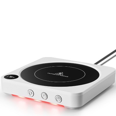 36W Coffee Mug Warmer with Temp Display, 3 Heat Levels, 2–12H Auto Shut Off, 5.2" Heating Panel & Smart Candle Warmer – Wood Finish