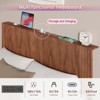 ORRD Walnut Queen Floating Bed Frame with Charging Station, LED Lights & Wavy Headboard, No Box Spring Needed, Heavy Metal Support - 4 of 4