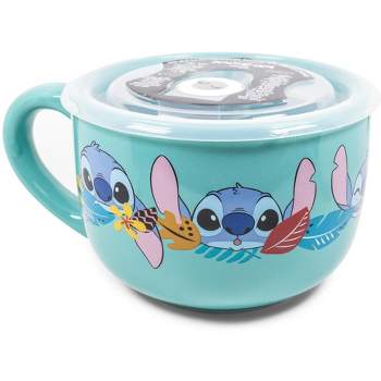 Silver Buffalo Disney Lilo & Stitch Aloha Ceramic Soup Mug With Vented Lid | Holds 24 Ounces