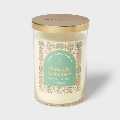 21.5oz Glass Jar Candle with Lid Pineapple Lemonade - Threshold™