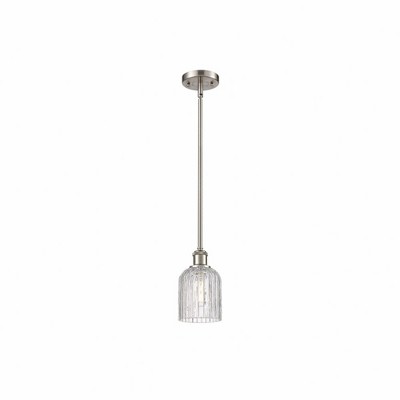 Bridal Veil - 1 Light Stem Hung Mini Pendant In Art Deco Style-9 Inches Tall and 5 Inches Wide