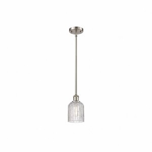 Bridal Veil - 1 Light Stem Hung Mini Pendant In Art Deco Style-9 Inches Tall and 5 Inches Wide - 1 of 1