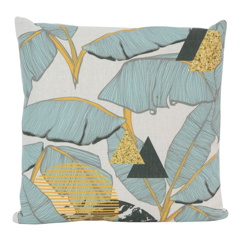 Northlight 17" Square Tropical Banana Leaf Indoor Throw Pillow - Green/Yellow, 1 of 7