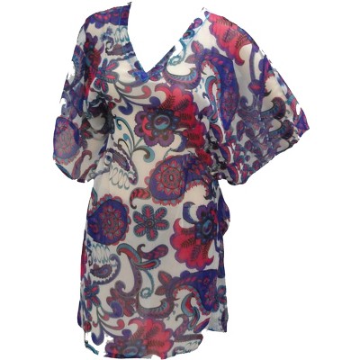 LA LEELA Women's Beachwear Summer Swim Beach Dress Cover Ups for Swimwear Women Short Bikini Swimsuit Coverups for Women 1X-2X Purple, Floral