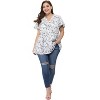 Agnes Orinda Women's Plus Size Chiffon Smocked Waist Peplum V Neck Short Sleeve Casual Floral Blouses - 3 of 4
