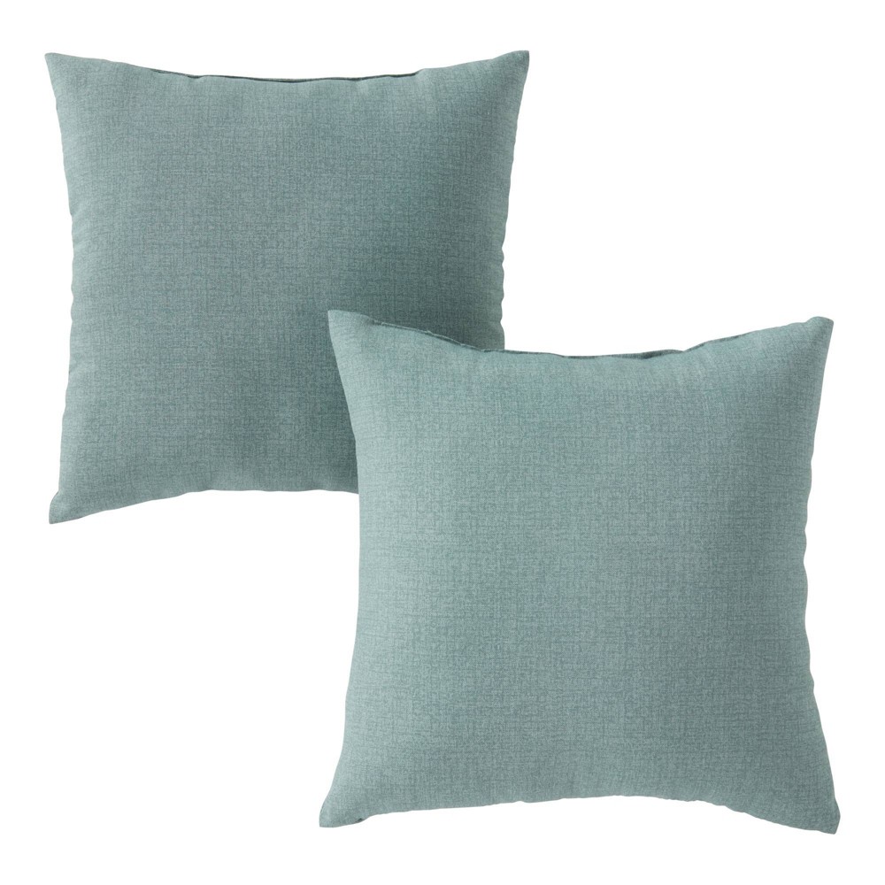 Photos - Pillow 2pk 17"x17" Kensington Garden Square Outdoor Throw  Seaglass: UV &