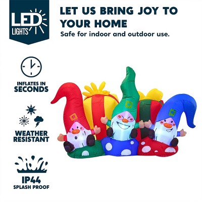 Festive 6 FT Inflatable Christmas Gnomes with LED Lights