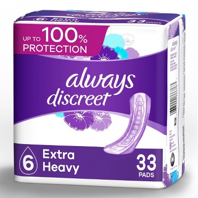 Always Discreet Extra Heavy Absorbency 6 Drop Base Pads - 33ct