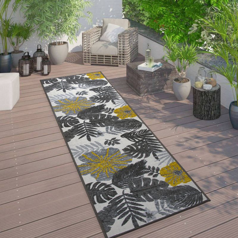 World Rug Gallery Tropical Floral Leaves Indoor/Outdoor Area Rug, 3 of 14