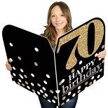 Big Dot of Happiness Adult 70th Birthday - Gold - Happy Birthday Giant Greeting Card - Big Shaped Jumborific Card
