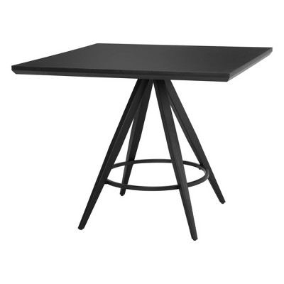 HomeRoots 37" Black Wood and Steel Square Dining Table