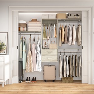 Besiost Closet System with 2 Drawers,Wardrobe Clothes Organizer with 4 Hanging Rods - 1 of 4