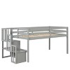 Twin Size Loft Bed, Pine Wood Twin Loft Bed Frame with Staircase, Storage Space, Slide, Full-Length Safety Guardrails for Bedroom - 4 of 4