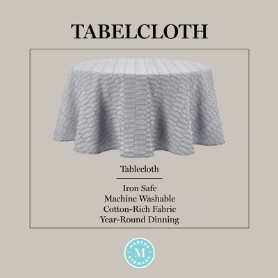 Charcoal Grey Honeycomb Round Cotton-Blend Tablecloth
