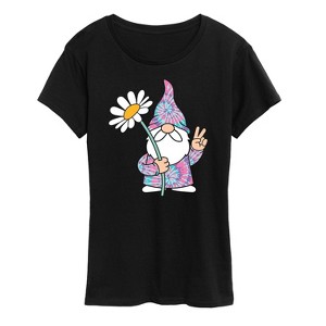 Women's - Instant Message - Tie Dye Gnome With Daisy Short Sleeve Graphic T-Shirt - 1 of 4