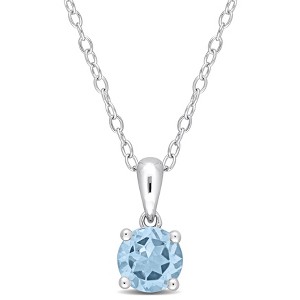 EVERLY JEWELRY | Sterling Silver Pendant with Created Gemstone – Multiple Stone Options - 1 of 4
