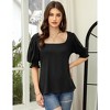 Womens Shirt Puff Sleeve Square Neck T-Shirts  Stretchy Blouse for Women - 2 of 3