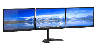 Black Triple Monitor Stand with Adjustable Arms