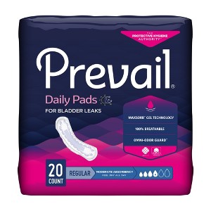 Prevail Daily Pads Female Incontinent Pad Regular Length 9.25" L BC-012, Moderate, 180 Ct - 1 of 3