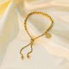 Gold-Tone Beaded Adjustable Bracelet with Disc Charm, Minimalist Jewelry for Women, Daily & Gifting Occasions - 4 of 4