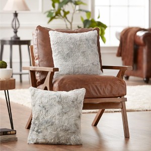 Chanasya Wolf Faux Fur Square Throw Pillow Covers - 2 Pieces - 18" x 18” - 1 of 4