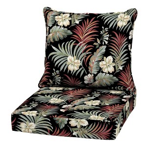 ARDEN Outdoor Deep Seat Cushion Set, 22 in x 24 in, Weather-Proof, Rain-Proof, Fade Resistant Patio Cushion Simone Black Tropical - 1 of 4