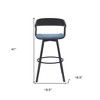 HomeRoots 31" Blue and Black Fabric with Metal Swivel Bar Height Bar Chair - 3 of 4