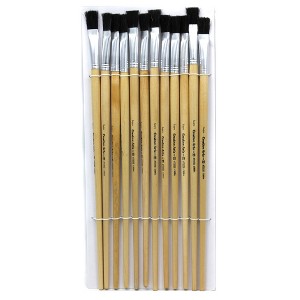 Charles Leonard Flat Tip Easel Paint Brushes with Long Handle, 1/2", Natural Handles & Black Bristles, Pack of 12 - 1 of 1